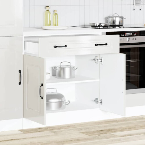 VidaXL vidaXL Kitchen Base Cabinet Kalmar High Gloss White Engineered Wood 2