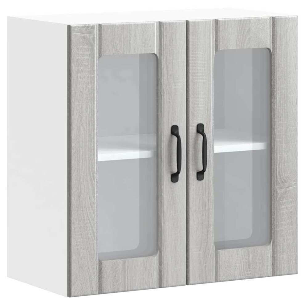Vidaxl Kitchen Wall Cabinet With Glass Door Lucca Grey Sonoma Engineered Wood