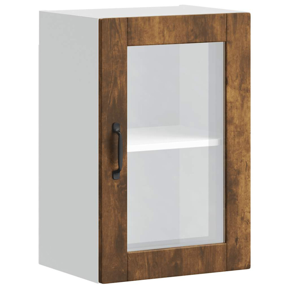 Vidaxl Kitchen Wall Cabinet With Glass Door Porto Smoked Oak Kitchen Wall Unit