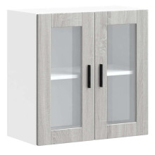 vidaXL Kitchen Wall Cabinet with Glass Door Porto Grey Sonoma