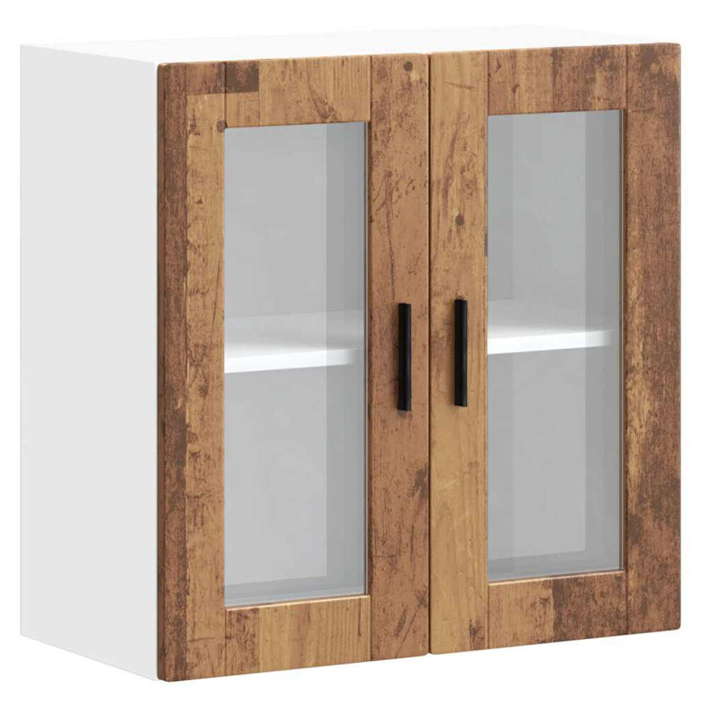 vidaXL Kitchen Wall Cabinet with Glass Door Porto Old Wood kitchen wall unit