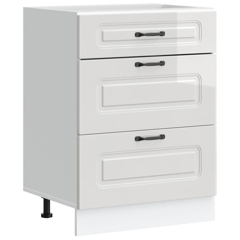 Vidaxl Kitchen Base Cabinet Kalmar High Gloss Engineered Wood White