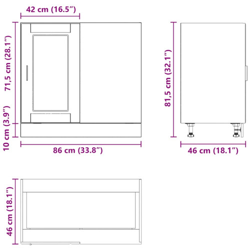 VidaXL vidaXL Kitchen Base Cabinet Porto High Gloss White Engineered Wood 2