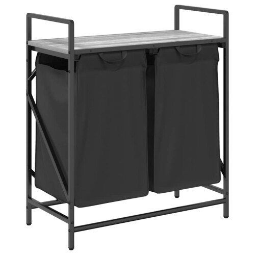 VidaXL vidaXL Laundry Basket 2 Compartments with Shelf Grey Sonoma laundry hamper