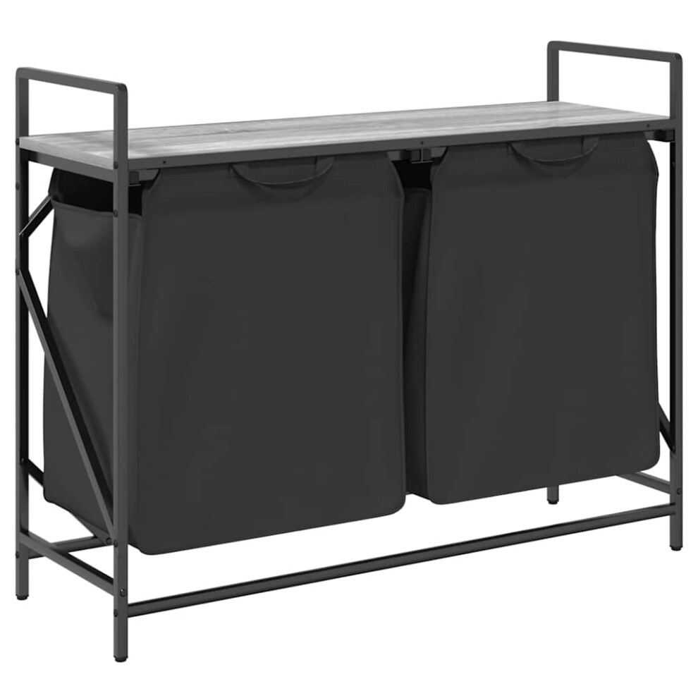 vidaXL Laundry Basket 2 Compartments with Shelf Grey Sonoma laundry hamper