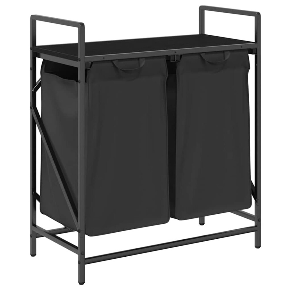 Vidaxl Laundry Basket 2 Compartments With Shelf Black Oak Laundry Hamper