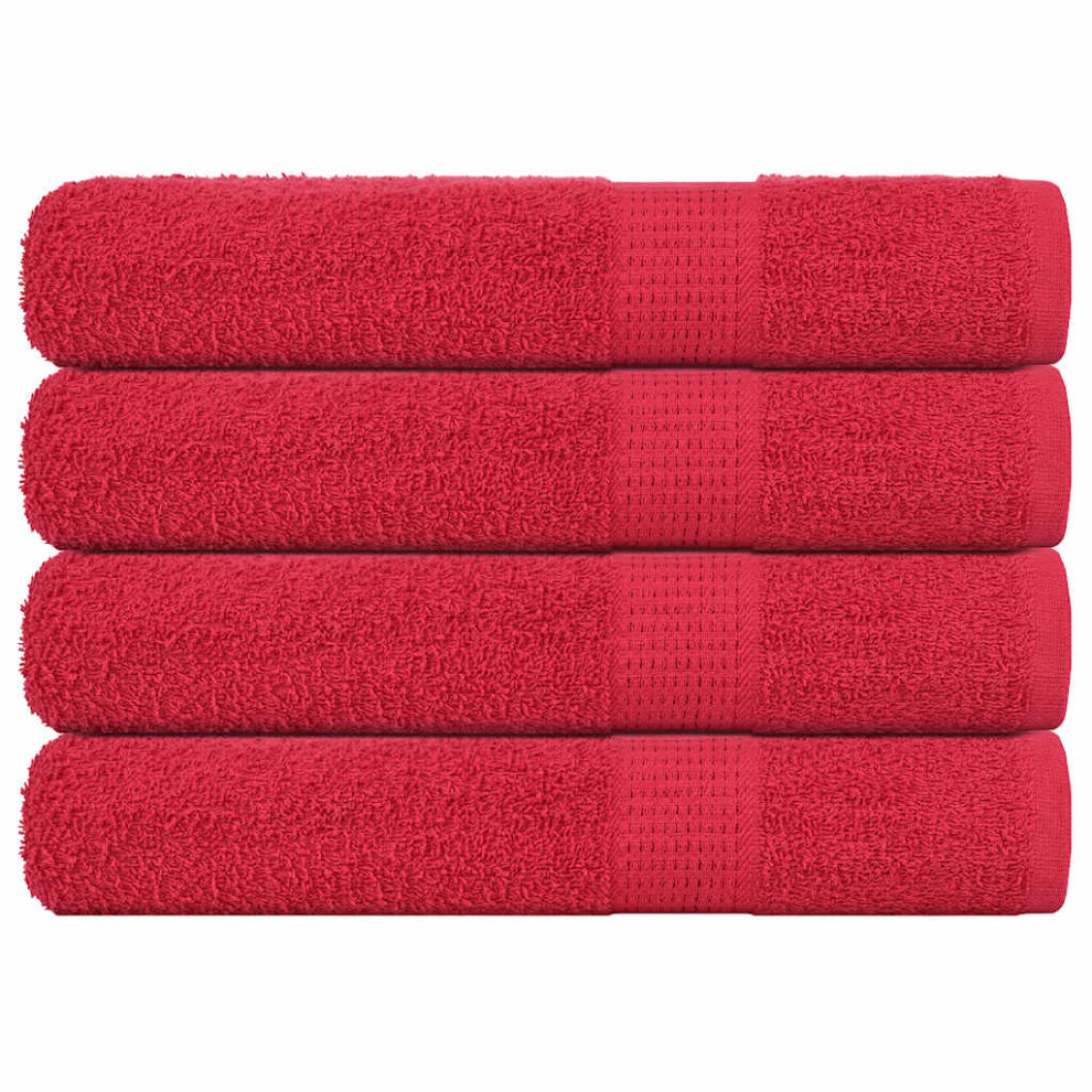 Vidaxl Towels 4 Pcs Red 100X200 Cm 360 Gsm 100% Cotton Towel On Beach