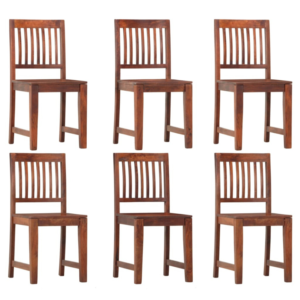 vidaXL 6x Solid Mango Wood Dining Chairs Kitchen Living Room Dinner Seating