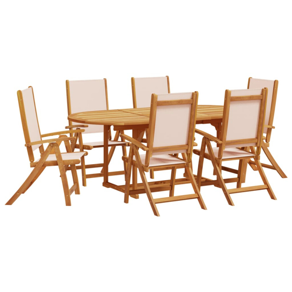Vidaxl Garden Dining Set 7 Piece Table & Chair Solid Wood Acacia And Textilene