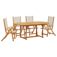 vidaXL Garden Dining Set 5 Piece Table &amp; Chair Solid Wood Acacia and Textilene
