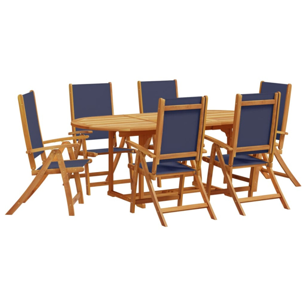 vidaXL Garden Dining Set 7 Piece Table & Chair Solid Wood Acacia and Textilene