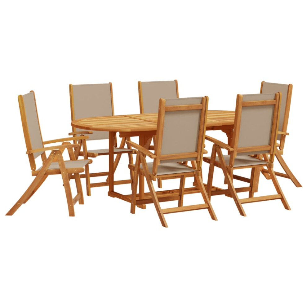 vidaXL Garden Dining Set 7 Piece Table & Chair Solid Wood Acacia and Textilene