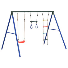 vidaXL Outdoor Swing Set with Swing, Trapeze, Ladder Play Swing Kids Swing Set