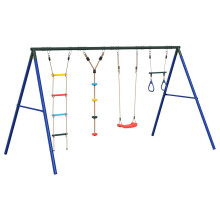 vidaXL Outdoor Swing Set with Swing, Trapeze, Ladder, Disc Swing Play Swing