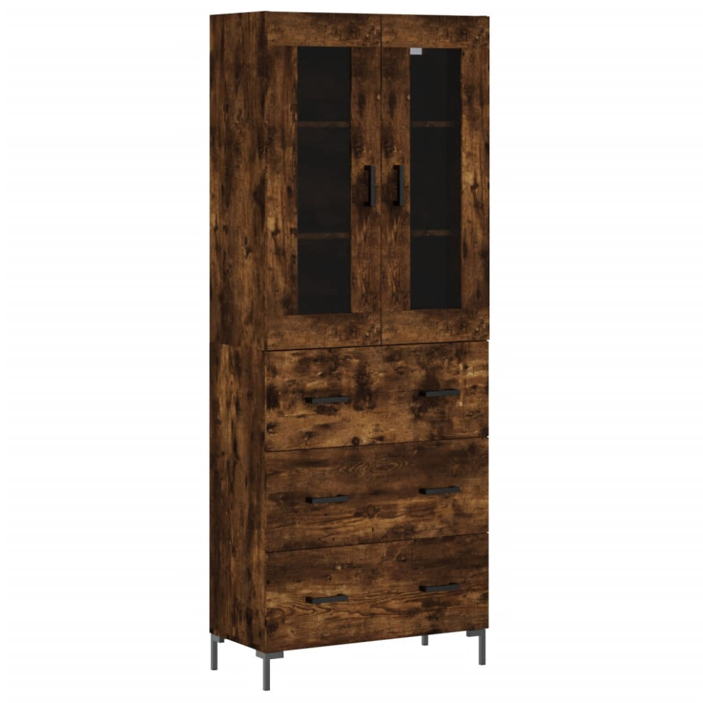 Vidaxl Highboard Sideboard Cupboard Storage Cabinet Smoked Oak Engineered Wood