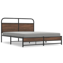 vidaXL Metal Bed Frame without Mattress Brown Oak 160x200 cm bedroom furniture