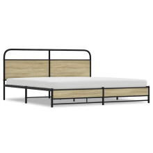 vidaXL Metal Bed Frame without Mattress Sonoma Oak 200x200 cm