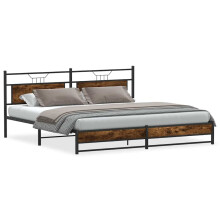 vidaXL Metal Bed Frame without Mattress Smoked Oak 200x200 cm double bed