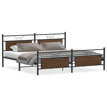 vidaXL Metal Bed Frame without Mattress Brown Oak 200x200 cm double bed