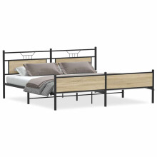vidaXL Metal Bed Frame without Mattress Sonoma Oak 193x203 cm double bed