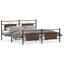 vidaXL Metal Bed Frame without Mattress Brown Oak 183x213 cm double bed