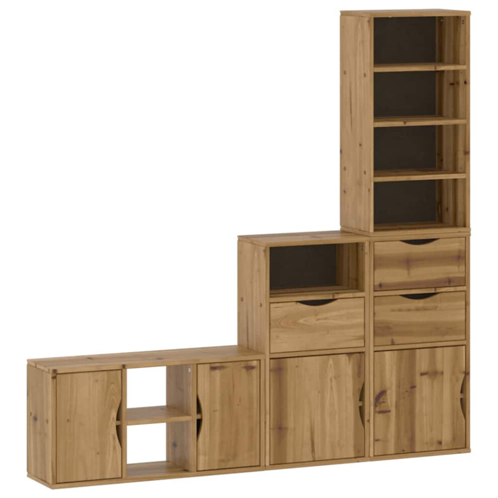 vidaXL 4 Piece TV Units with Storage ODDA Solid Wood Pine TV cabinet TV bench