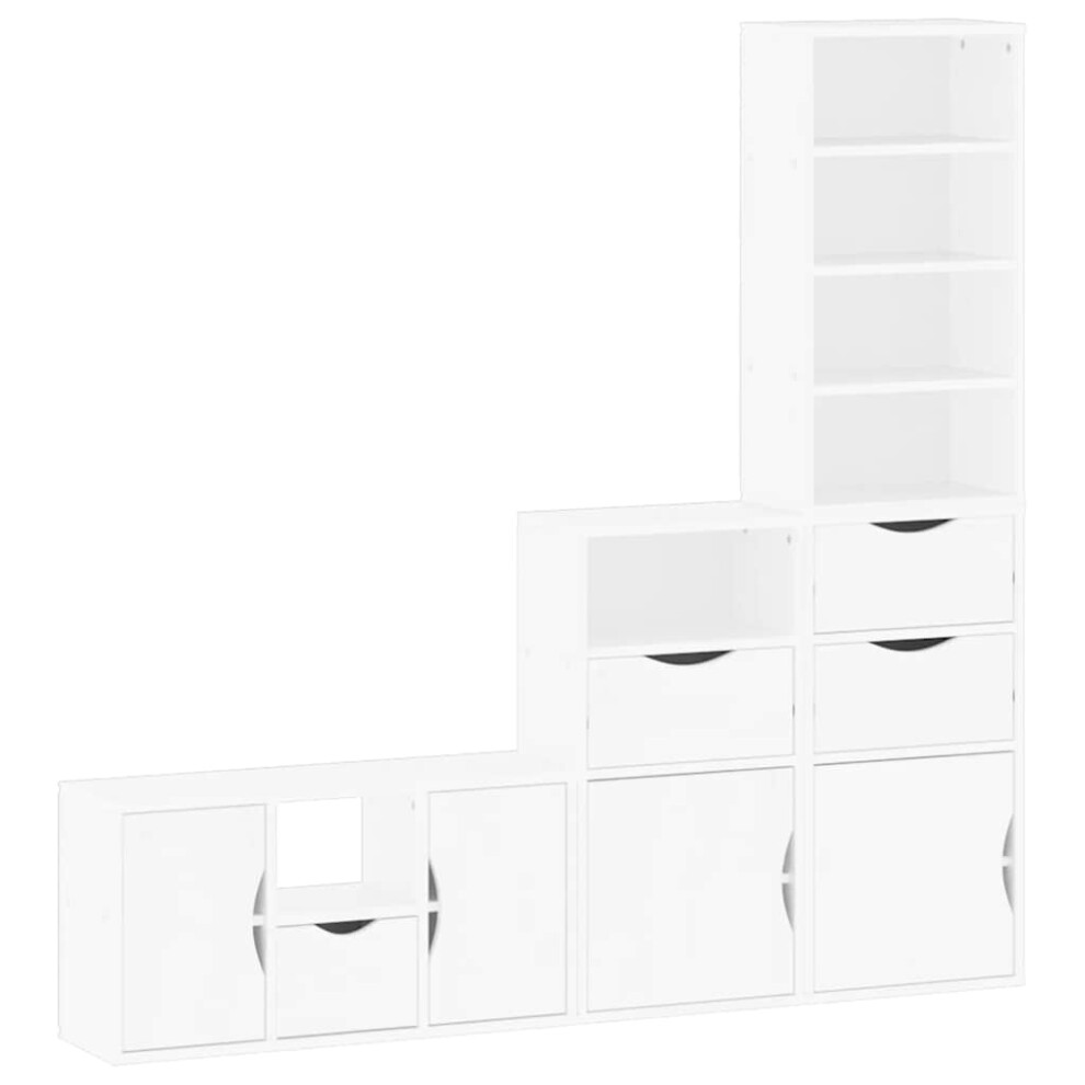vidaXL 4 Piece TV Units with Storage ODDA White Solid Wood Pine TV cabinet