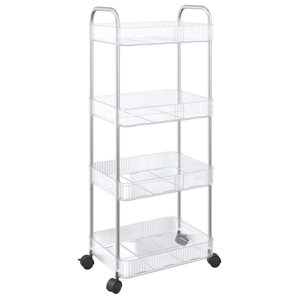vidaXL Storage Trolley 4-Tier Transparent 37x28x95 cm Acrylic trolley