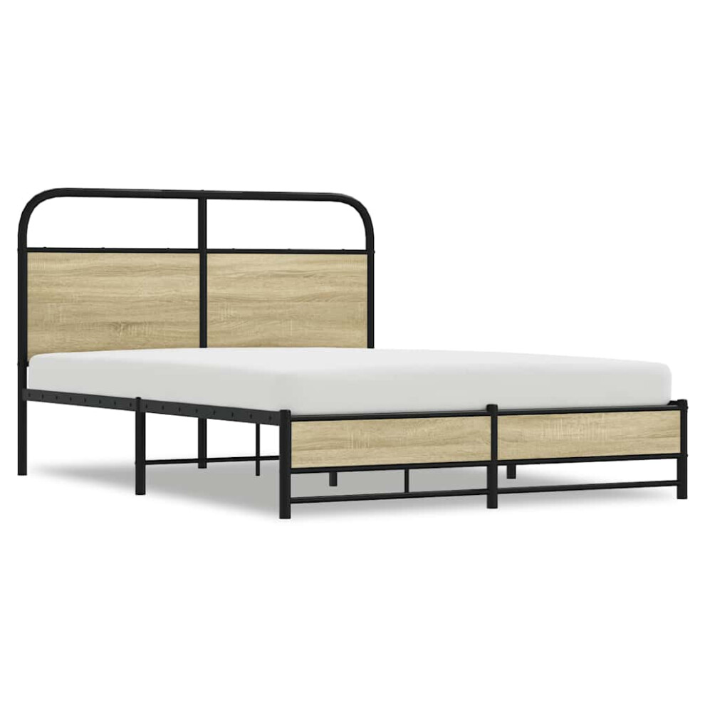 vidaXL Bed Frame without Mattress 140x190 cm Sonoma Oak Engineered Wood