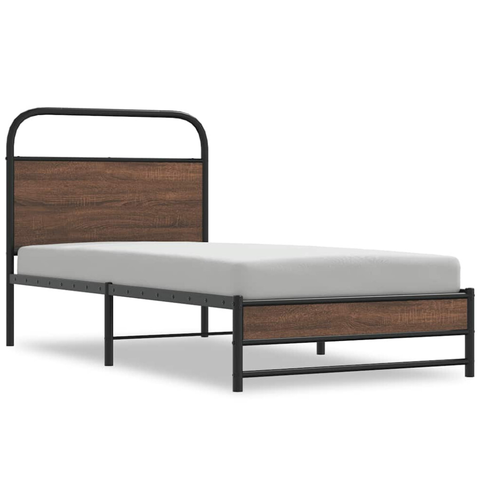 vidaXL Bed Frame without Mattress 90x190 cm Brown Oak Engineered Wood