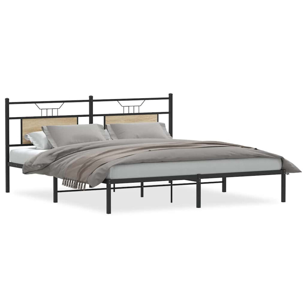 Vidaxl Bed Frame Without Mattress Sonoma Oak 183X203 Cm Engineered Wood