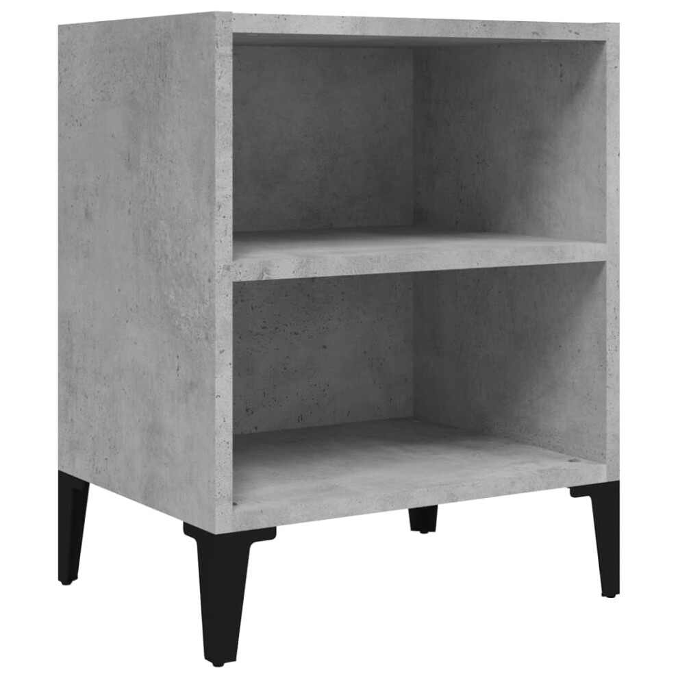 vidaXL Bed Cabinet with Metal Legs Concrete Grey Side Bedroom Table Nightstand