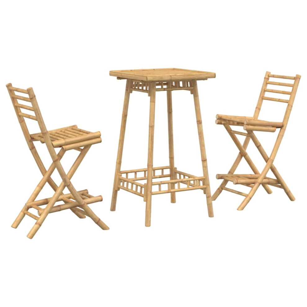 Vidaxl 3 Piece Outdoor Bar Set Foldable Bamboo Garden Bar Set