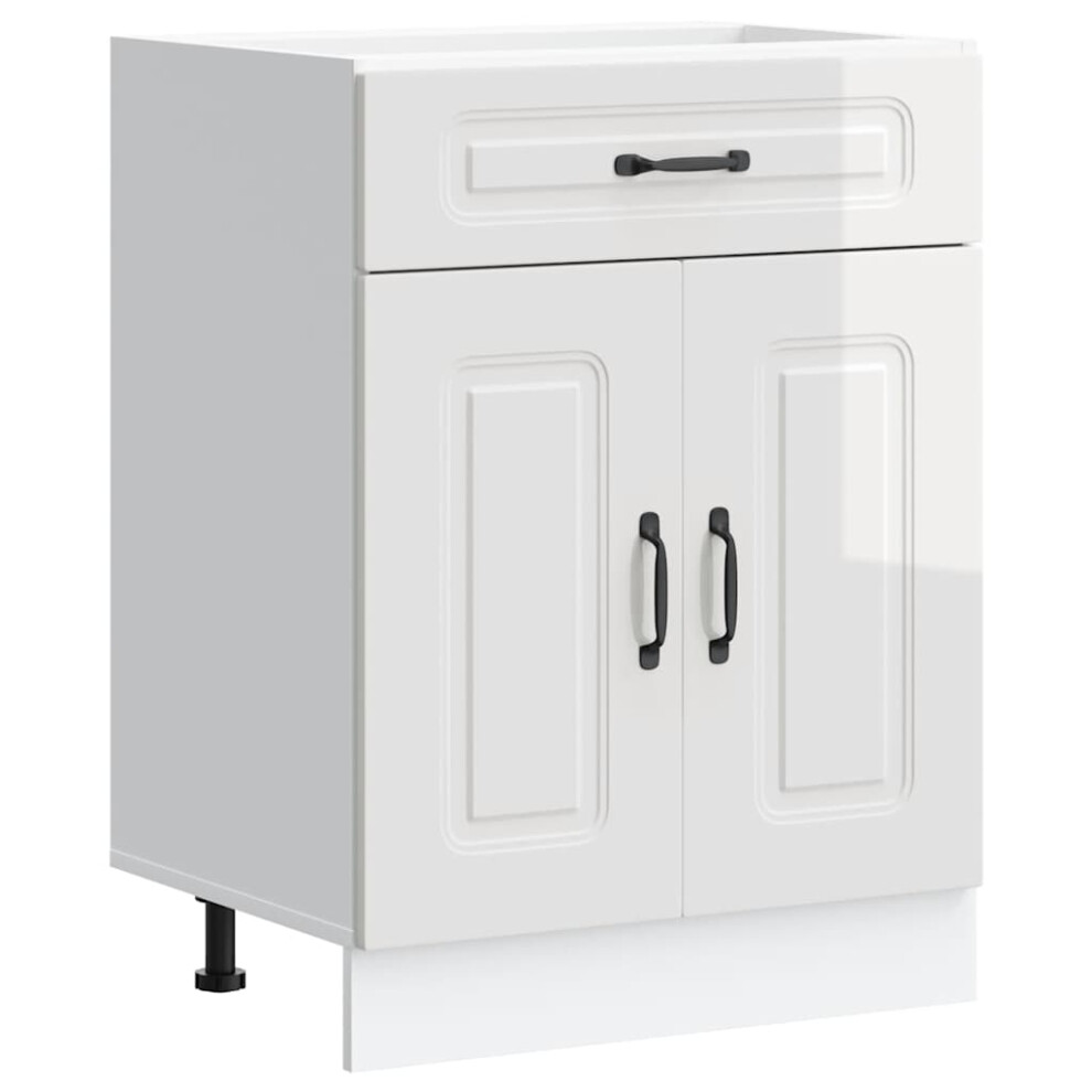 Vidaxl Kitchen Base Cabinet Kalmar High Gloss Engineered Wood White