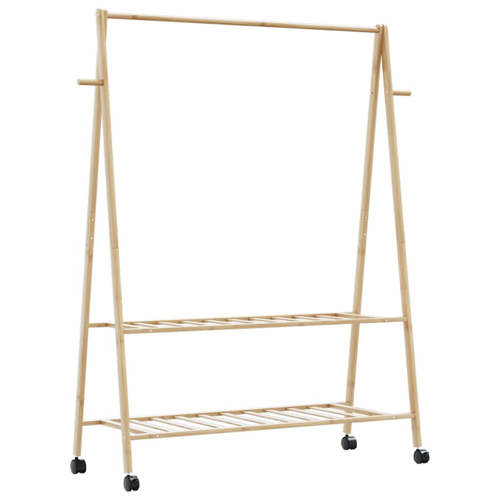 vidaXL Clothes Rack with Shelves and Wheels 132x45.5x155.5 cm Bamboo coat rack-image-OPC-PHCZXN9-NEW