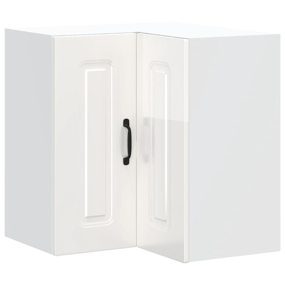 Vidaxl Kitchen Wall Corner Cabinet Kalmar High Gloss Engineered Wood White