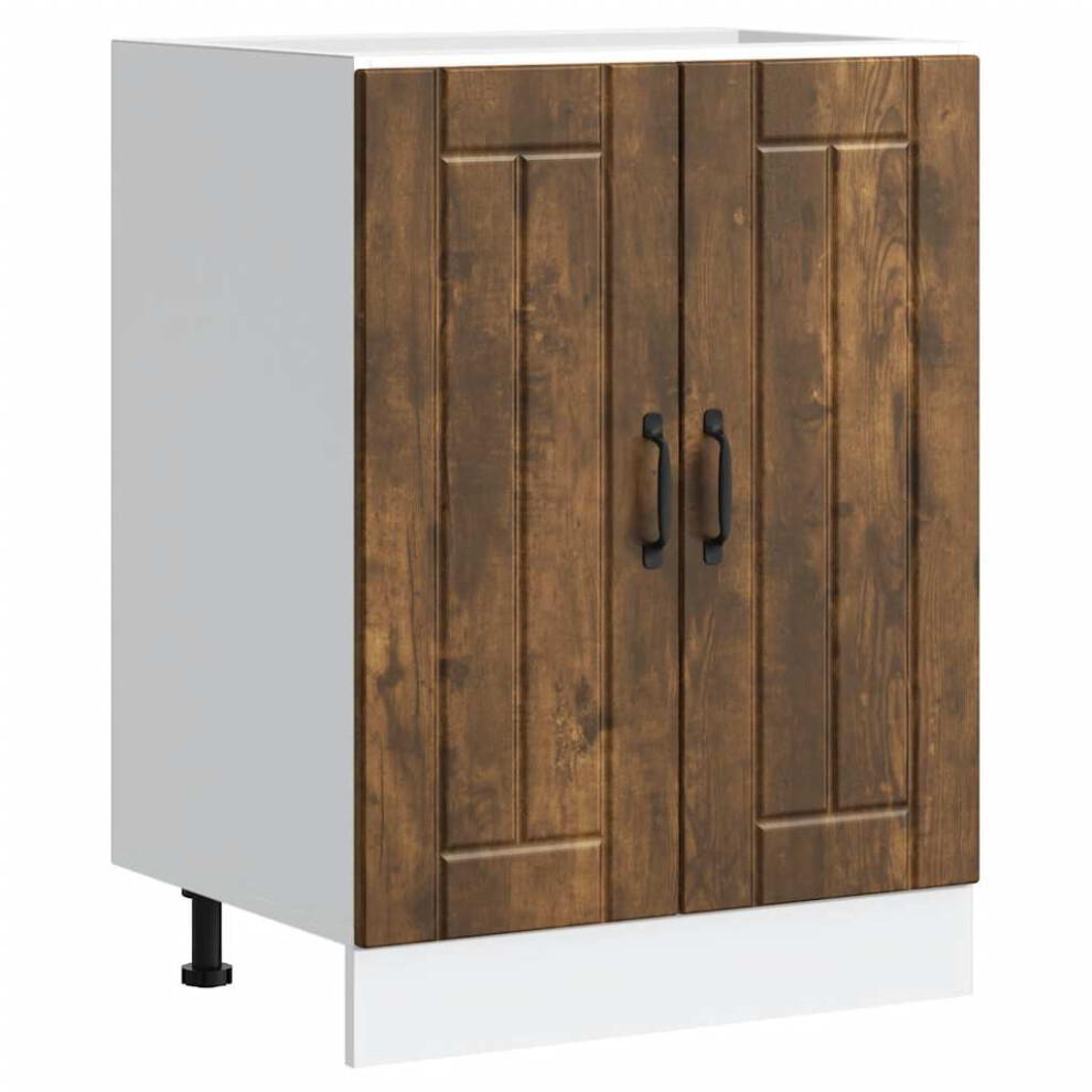 Vidaxl Sink Base Cabinet Lucca Smoked Oak Engineered Wood Kitchen Base Cabinet
