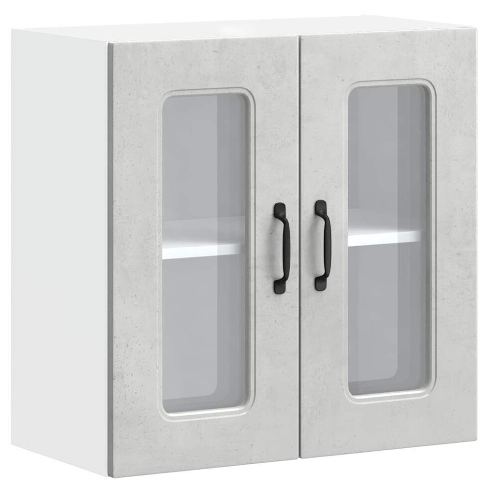 Vidaxl Kitchen Wall Cabinet With Glass Door Kalmar Concrete Grey Engineered Wood