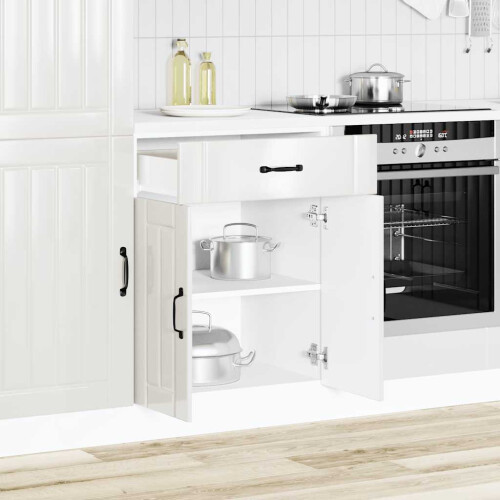 VidaXL vidaXL Kitchen Base Cabinet Lucca High Gloss White Engineered Wood 2