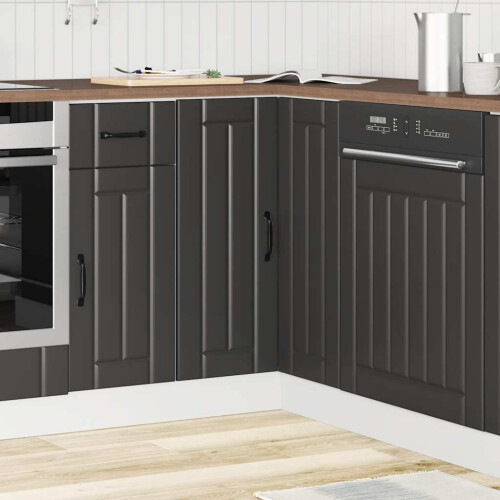 VidaXL vidaXL Kitchen Corner Base Cabinet Lucca Black Engineered Wood 2