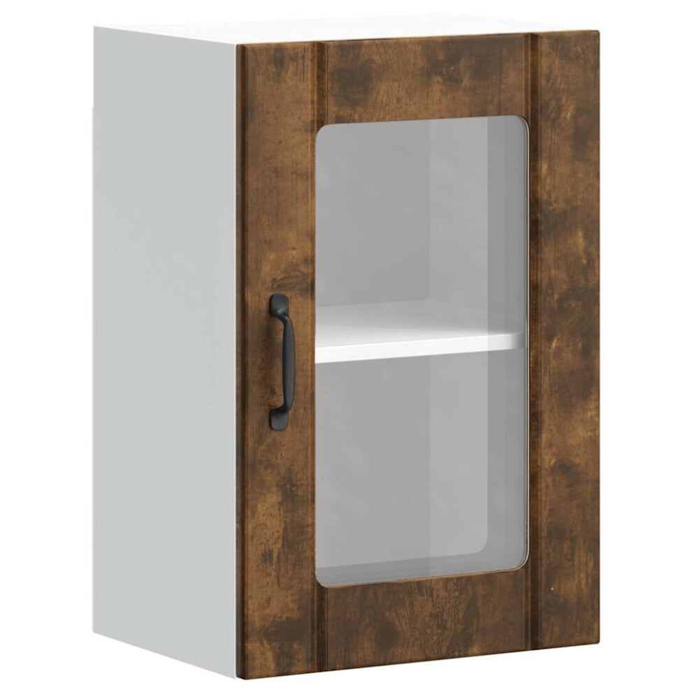 Vidaxl Kitchen Wall Cabinet With Glass Door Lucca Smoked Oak Kitchen Wall Unit