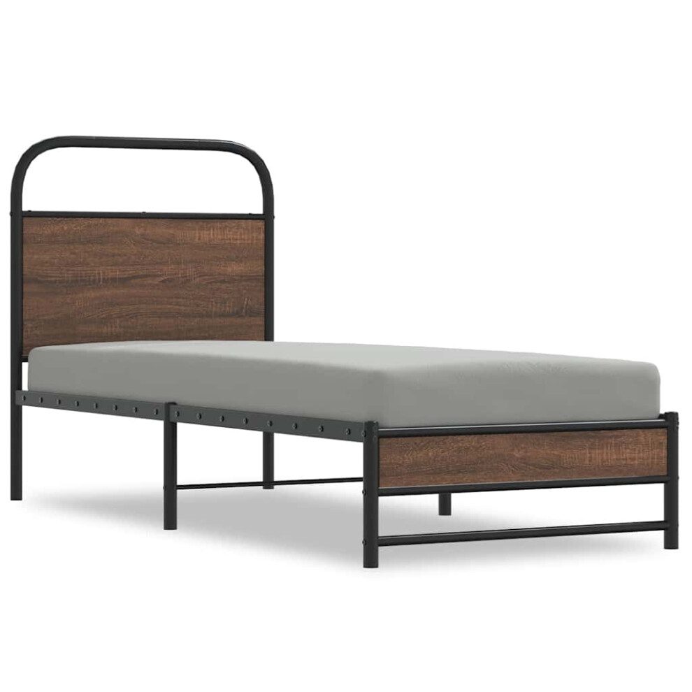 Vidaxl Bed Frame Without Mattress 80X200 Cm Brown Oak Engineered Wood
