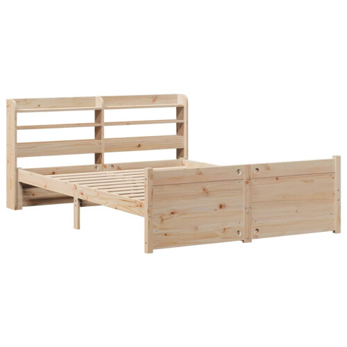 VidaXL vidaXL Bed Frame with Headboard Bed Base 135x190 cm Double Solid Wood Pine 2