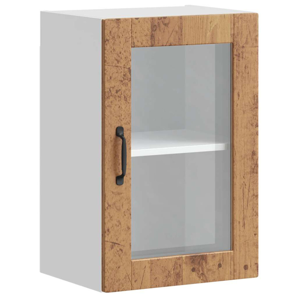 vidaXL Kitchen Wall Cabinet with Glass Door Porto Old Wood kitchen wall unit