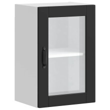 vidaXL Kitchen Wall Cabinet with Glass Door Porto Black kitchen wall unit