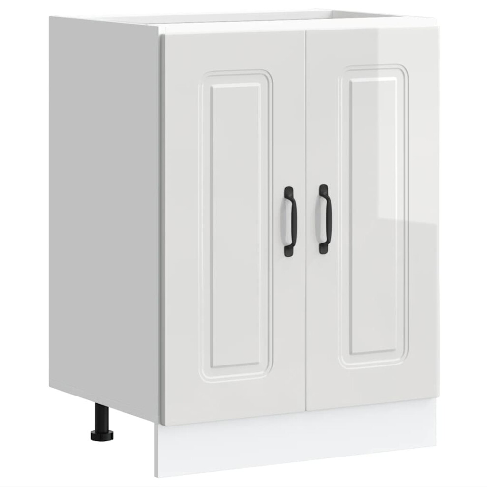 vidaXL Sink Base Cabinet Kalmar High Gloss White 60x46x81.5 cm Engineered Wood