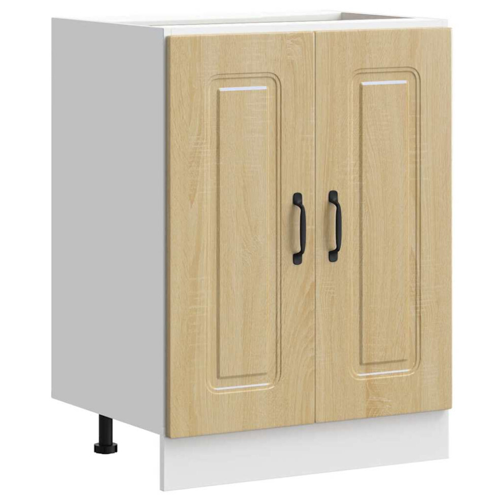 Vidaxl Kalmar Sink Base Cabinet - Sonoma Oak, 60X46x81.5 Cm, Engineered Wood, 60 Kg Capacity, Adjustable Feet