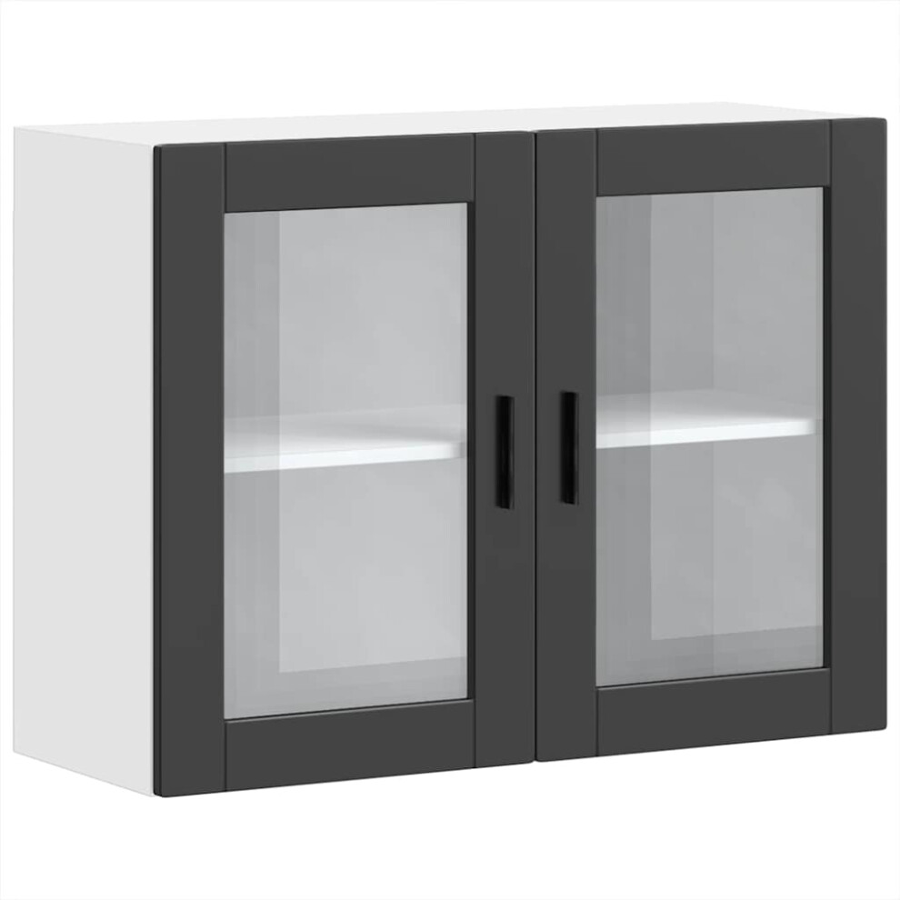 vidaXL Kitchen Wall Cabinet with Glass Door Porto Black kitchen wall unit