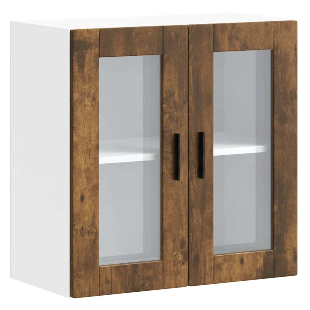 Vidaxl Kitchen Wall Cabinet With Glass Door Porto Smoked Oak Kitchen Wall Unit