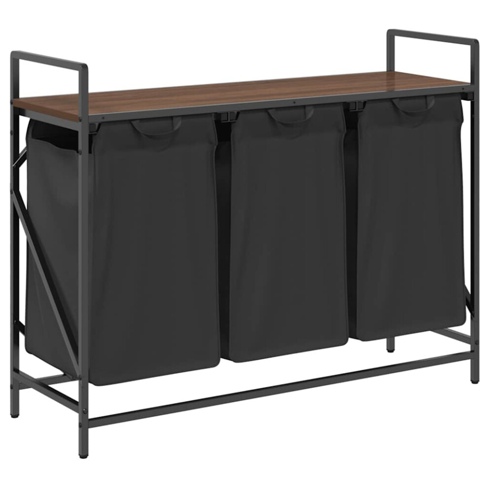 vidaXL Laundry Basket 3 Compartments with Shelf Brown Oak laundry hamper